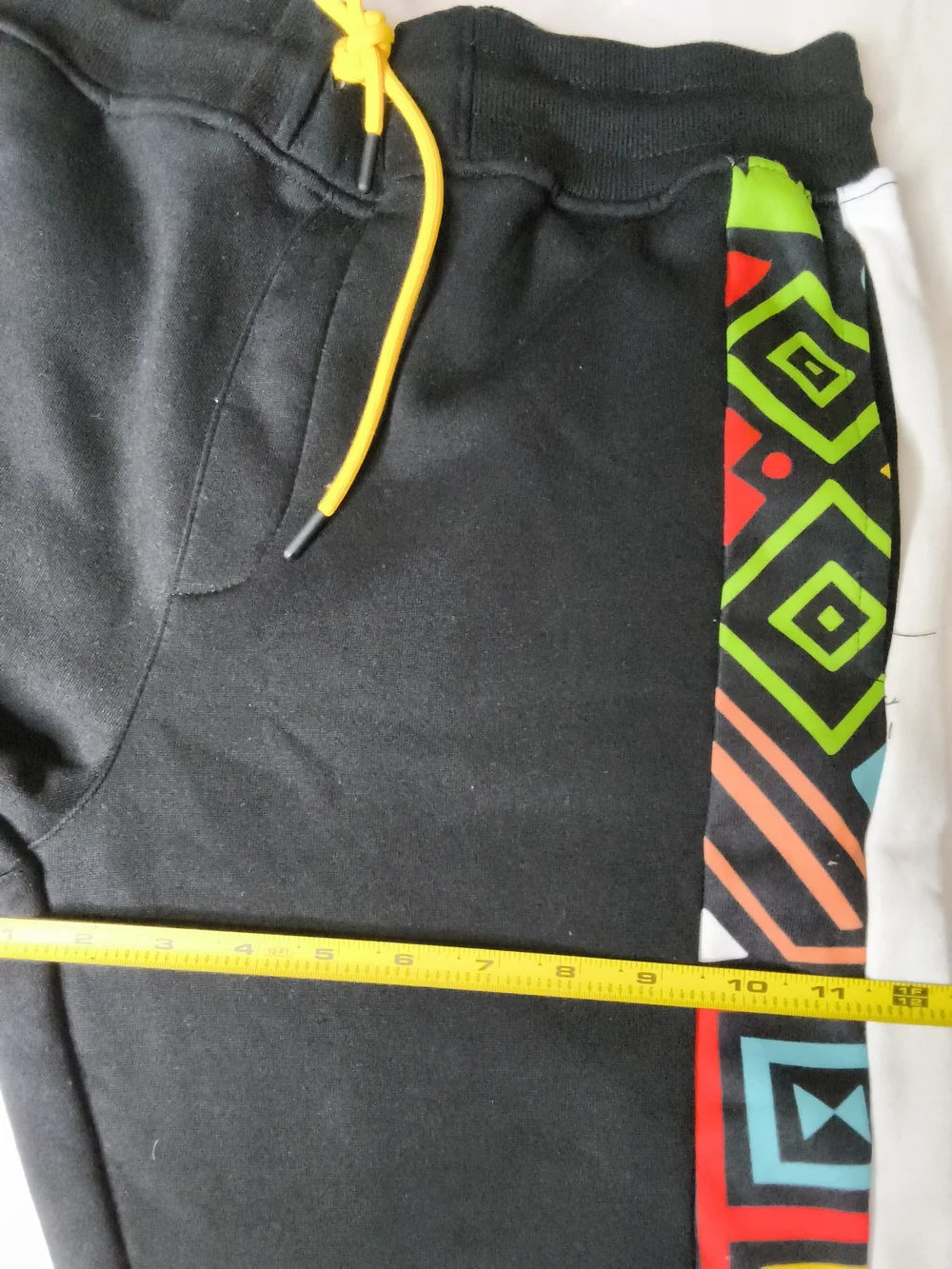 Black Men's Joggers with Multicolor Geometric Side Stripes